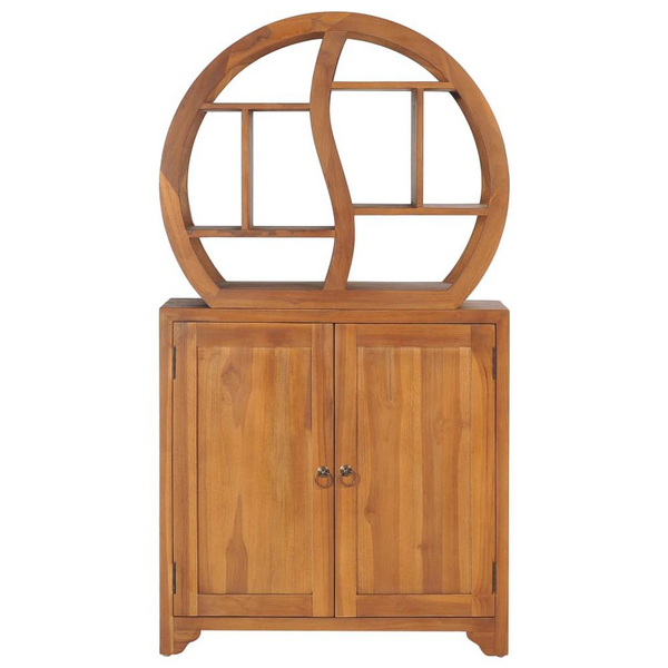 Cabinet with Yin Yang Shelf 27.6"x11.8"x51.2" Solid Wood Teak - Classic Oriental Charm