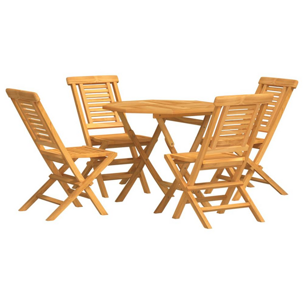 5 Piece Patio Dining Set - Solid Wood Teak Outdoor Furniture