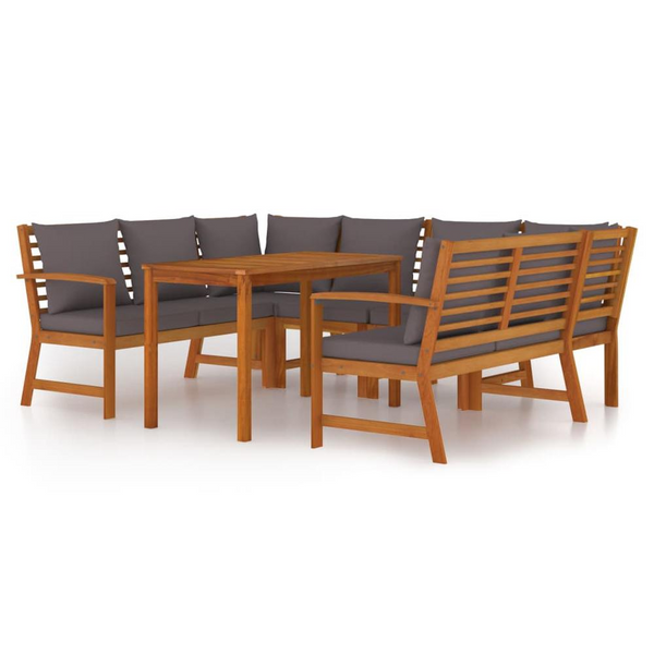 7 Piece Patio Dining Set with Cushions Solid Wood Acacia | Rustic Charm for Your Outdoor Space