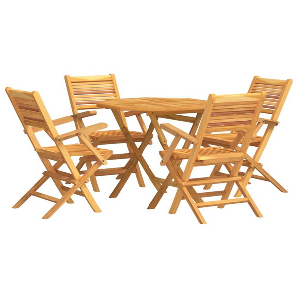 5 Piece Patio Dining Set - Solid Wood Teak Outdoor Furniture