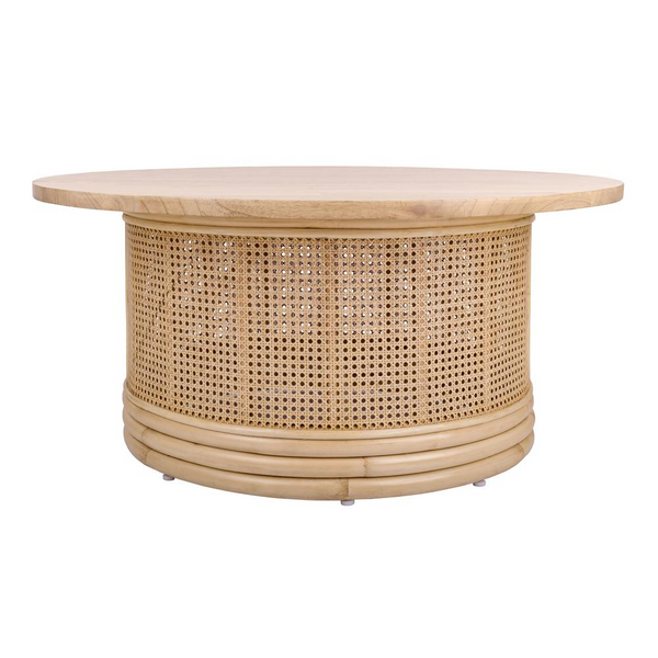 Brisa Rattan Coffee Table with Wood Top | Modern Tropical Design