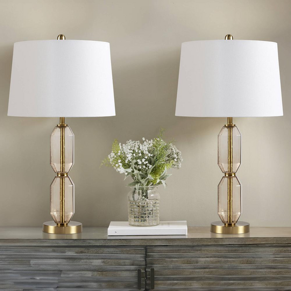 Elegant Faceted Brown Glass Table Lamp - Contemporary Design by Hampton Hill