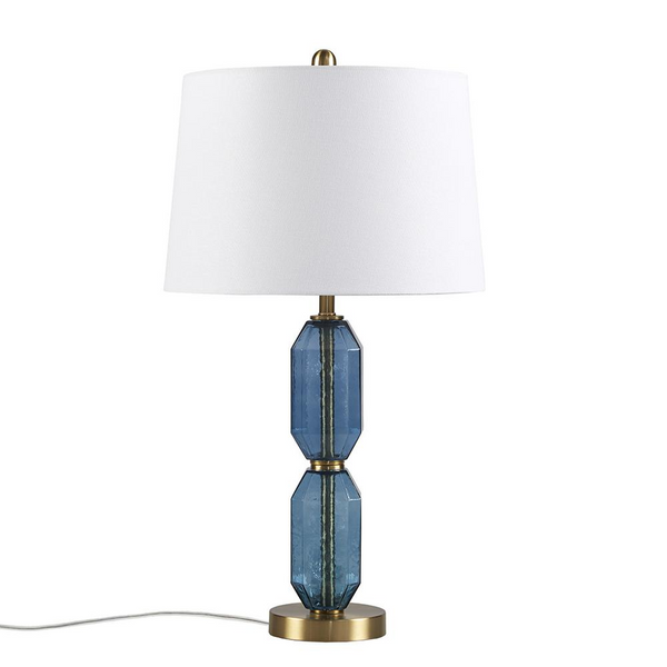 Faceted Blue Glass Table Lamp