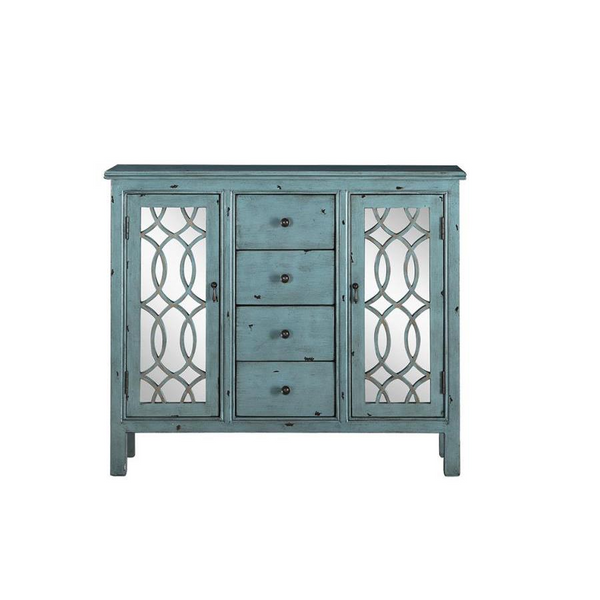 Rue 4-Drawer Accent Cabinet in Antique Blue - Stylish Storage Solution