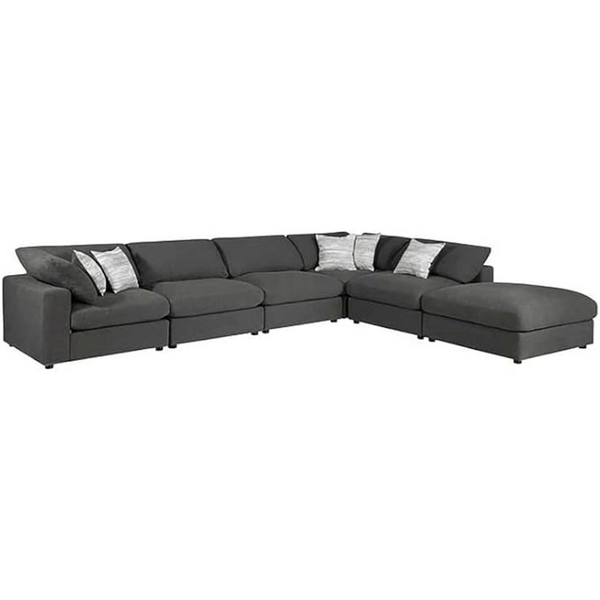 Serene 6-piece Upholstered Modular Sectional in Charcoal - Comfortable & Stylish