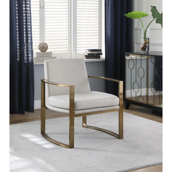 Cory Concave Metal Arm Accent Chair Cream and Bronze - Modern Design | Comfortable Seating