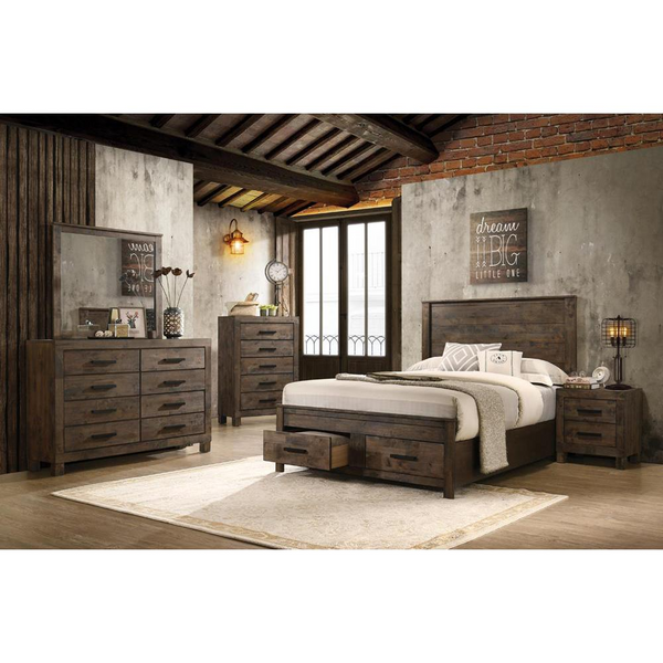 Woodmont 5-Piece Queen Platform Bedroom Set - Rustic Golden Brown | Elegant and Functional