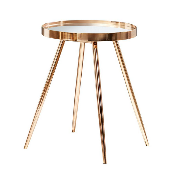 Kaelyn Round Mirror Top End Table Gold - Contemporary and Glamorous Design