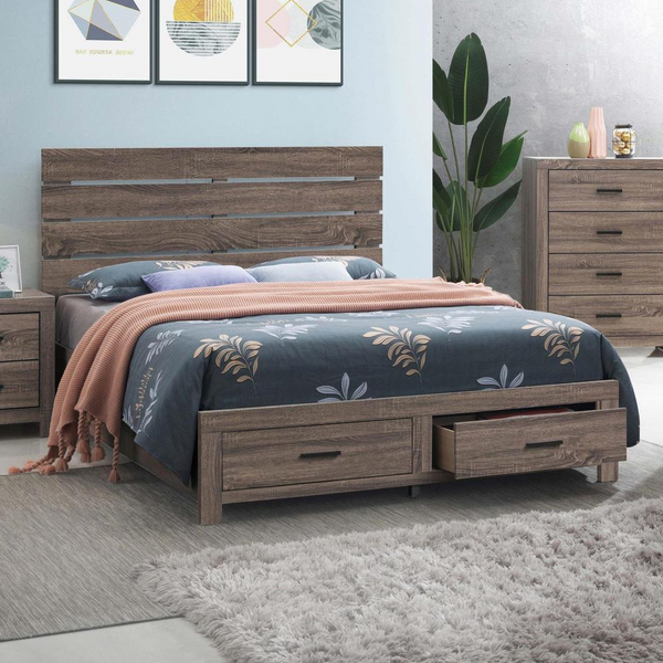 Brantford Queen Storage Bed in Barrel Oak - Rustic Charm and Practical Storage