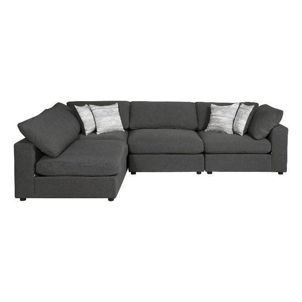 Serene 4-Piece Upholstered Modular Sectional in Charcoal - Comfort & Style Combined