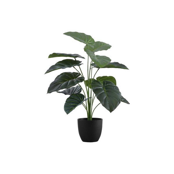 Artificial Plant, 24" Tall Alocasia Indoor Faux Fake Table Greenery