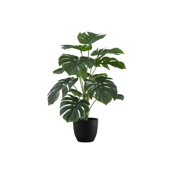 Artificial Plant, 24" Tall Monstera, Indoor Faux Fake Greenery