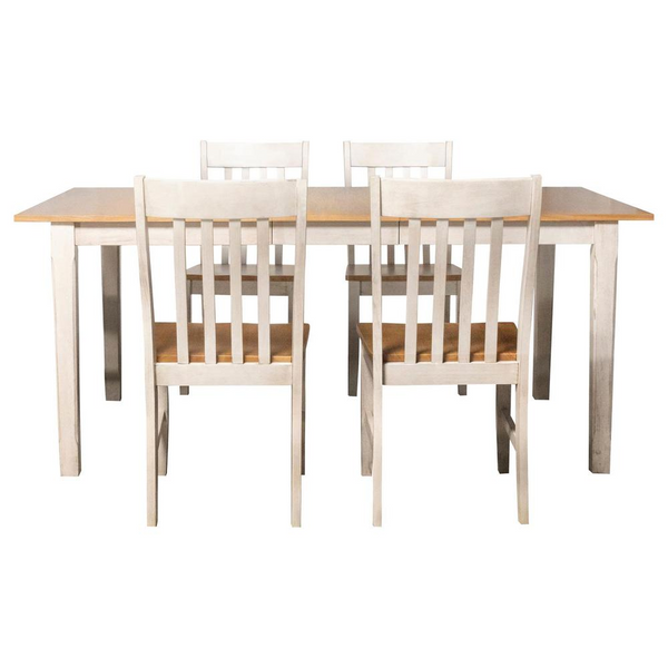 Kirby 5-Piece Dining Set - Farmhouse Style in Natural and Rustic Off White