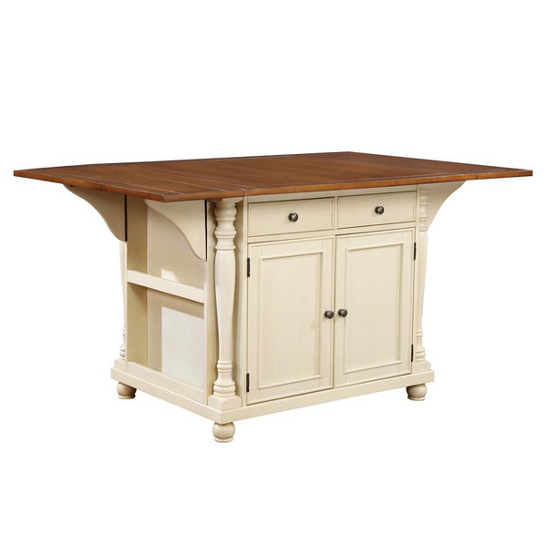 Slater 2-drawer Kitchen Island with Drop Leaves Brown and Buttermilk