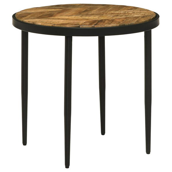 Hayden Metal Round Side Table Natural Mango and Black