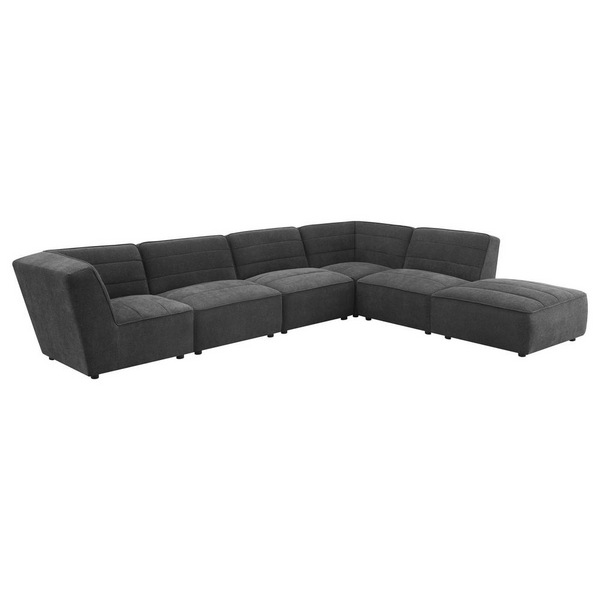 Sunny Upholstered 6-piece Modular Sectional, Dark Charcoal Bouclé - Retro-inspired Comfort