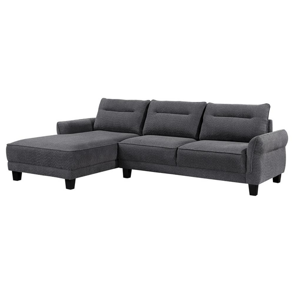 Caspian Grey Upholstered Curved Arms Sectional Sofa - Modern Comfort & Style