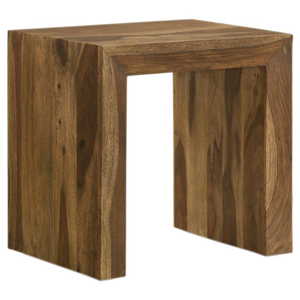 Odilia Rectangular Solid Wood End Table - Auburn Finish | Sustainable Sheesham Wood