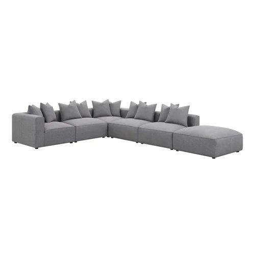 Sasha 6-Piece Upholstered Modular Sectional in Barely Black - Modern & Versatile Seating