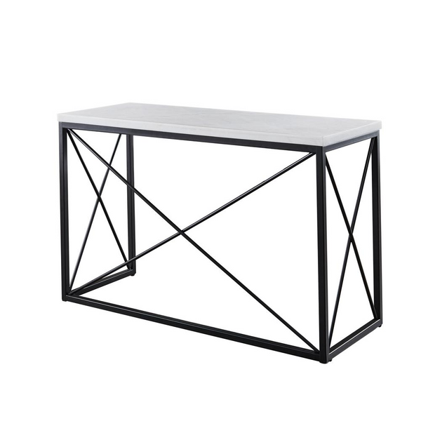 Skyler White Marble Top Rectangle Sofa Table - Elegant & Durable Modern Design