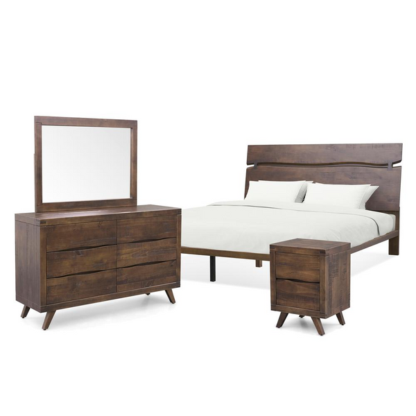 Pasco Queen 4pc Bedroom Set - Exotic Styling, Modern Rustic Design