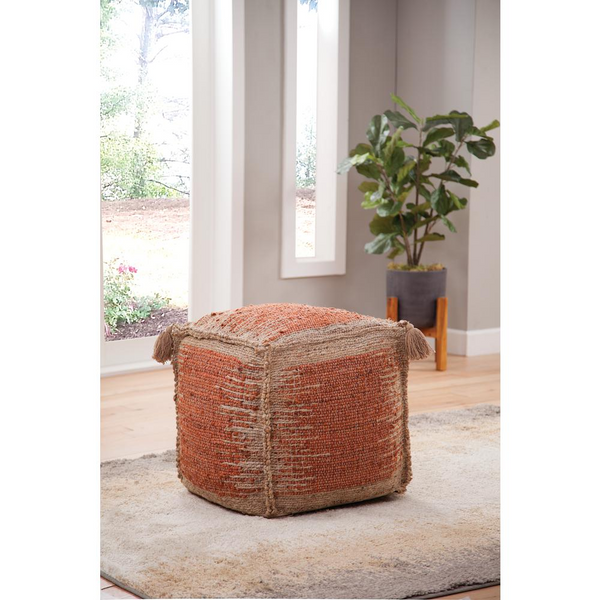 Jafar Square Handwoven Jute Pouf - Rustic & Stylish Multi-Functional Ottoman