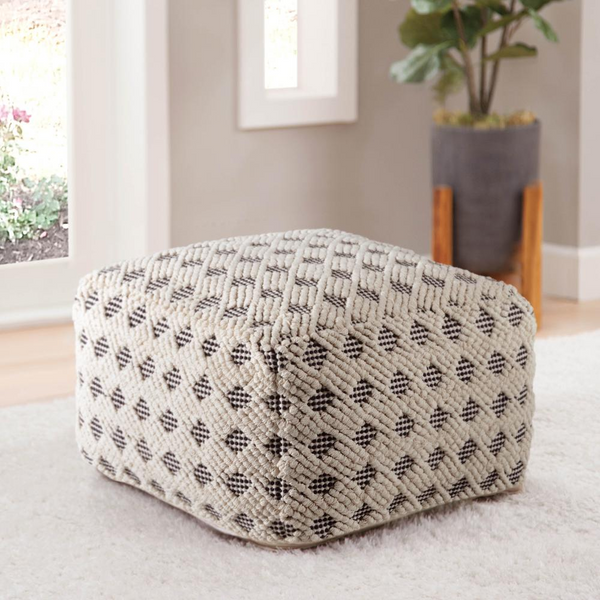 Kodi Square Pouf - Handwoven Multi-Functional Ottoman, Footrest, and More