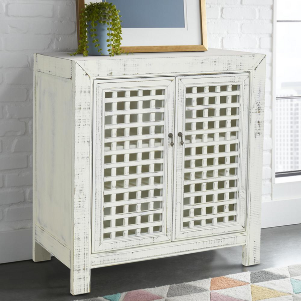 Rio Accent Cabinet White - Farmhouse Style with Adjustable Shelves