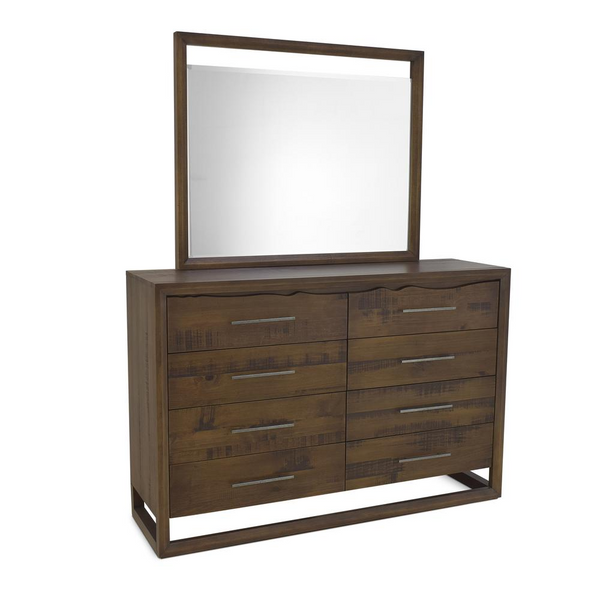 Lofton Eight Drawer Dresser and Mirror - Rustic Modern Bedroom Storage