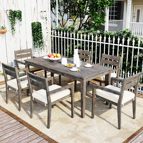 Acacia Wood Outdoor Dining Table and Chairs for Patio, Balcony, or Backyard - Elegant, Durable, and Easy to Assemble