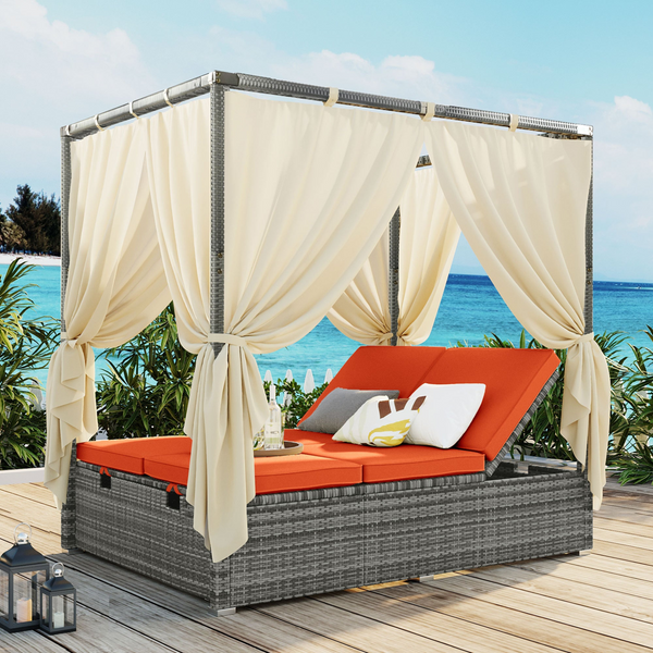 Adjustable Sun Bed with Curtain - High Comfort, Available in 3 Colors