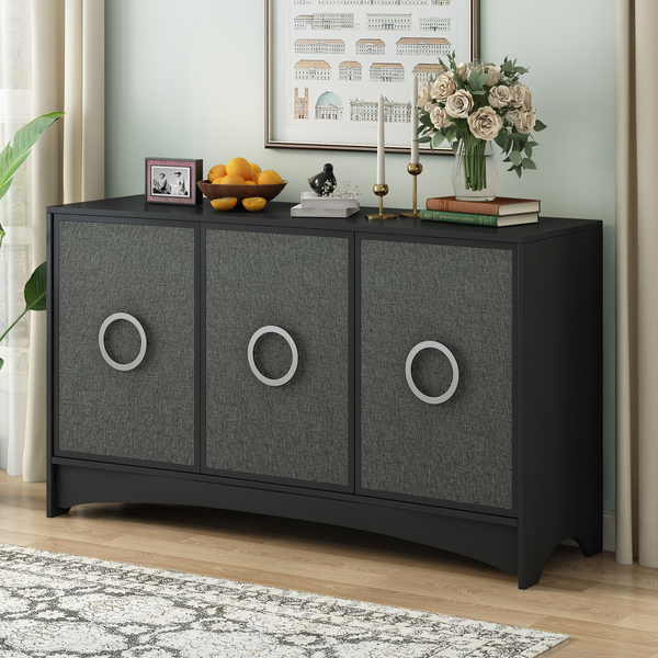 Elegant Curved Design Storage Cabinet with Adjustable Shelves - Perfect for Corridors, Entrances, Living Rooms, and Studies