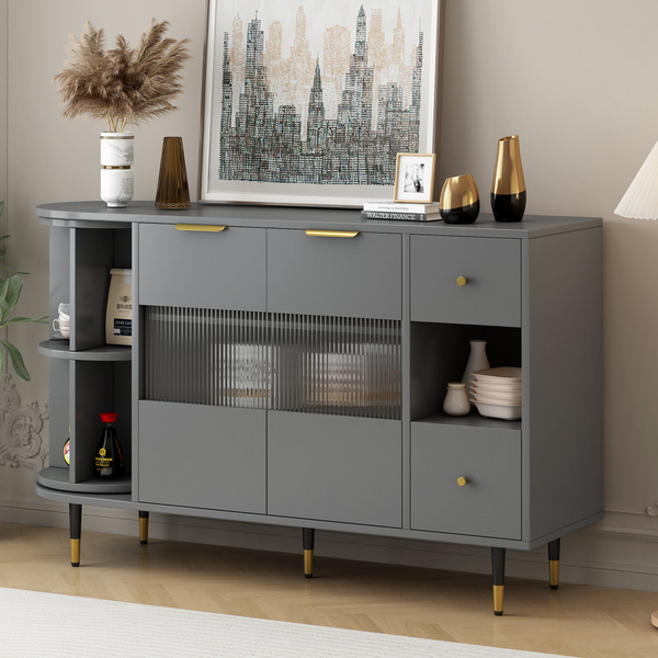 Rotating Storage Cabinet with 2 Doors and 2 Drawers - Perfect for Living Room, Kitchen