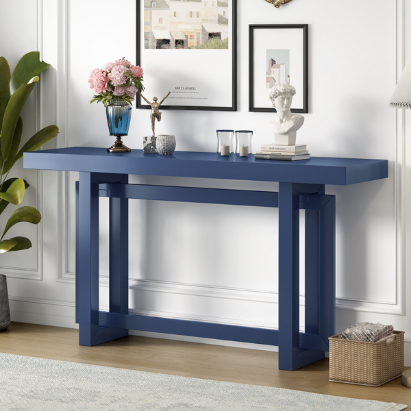 Contemporary Extra Long Console Table with Wood Top for Entryway, Hallway, Living Room, and Foyer