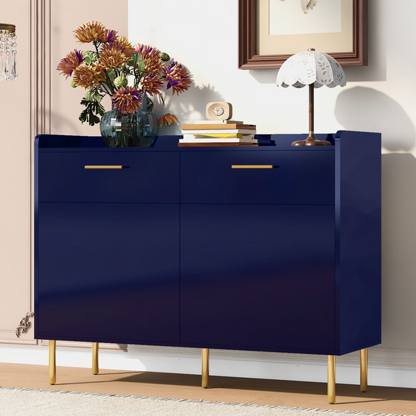 Stylish Wooden Storage Cabinet with Drawers & Steel Pipe Legs - Perfect for Hallway, Study, or Living Room