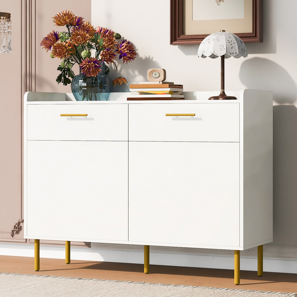 Stylish Wooden Storage Cabinet with Drawers & Steel Pipe Legs - Perfect for Living Room, Hallway, Study