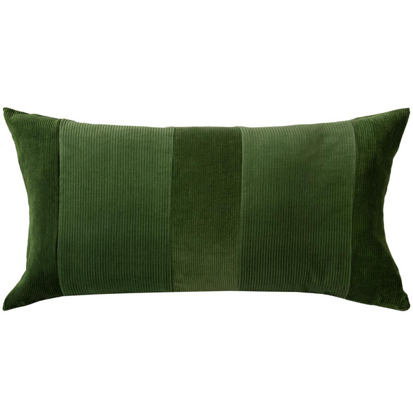 14"x26" Indoor Pillow - Luxurious Forest Green Cotton Velvet Accent Pillow