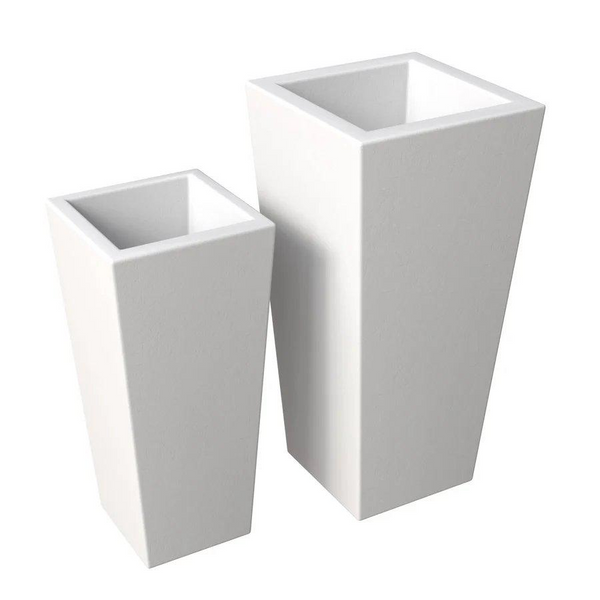 Orna Planter Set White - Modern Fiberstone & Mgo Clay Planters for Indoors & Outdoors