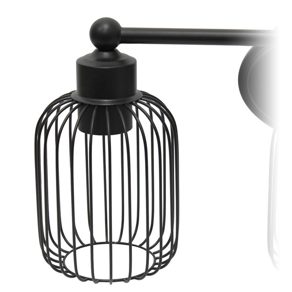 22" 3 Light Metal Birdcage Decorative Wall Mounted Vanity Fixture, Black | Industrial Chic Lighting