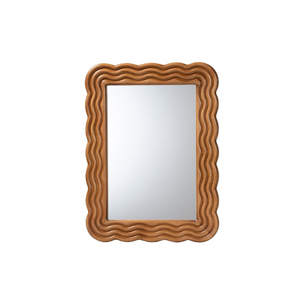 Acantha Modern Walnut Brown Scallop-framed Accent Mirror | Elegant Bohemian Wall Decor