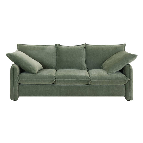 Mid-century 3 Seater Sofa, Cozy Green Couch for Living Room, Apartment, Lounge, Bedroom