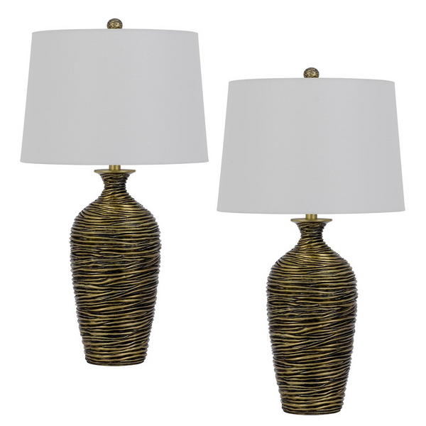 Elegant 150W 3-Way Aurora Resin Table Lamp Set - Textured Vase Design, Durable Resin Construction