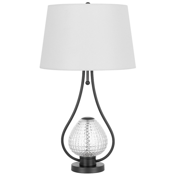 Forssa 100W 3 Way Table Lamp With 2W Led Night Light In Glass And Metal Base