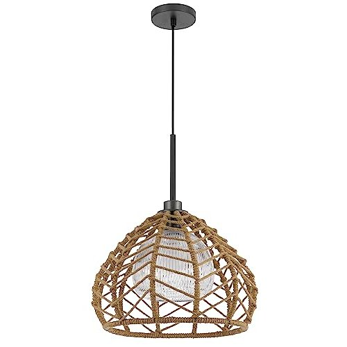 Dunn 60W Metal Pendant With Burlap Roped Shade - Stylish and Durable Lighting Fixture