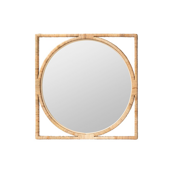 Bayan Japandi Natural Rattan Wall Mirror - Exotic Elegance for Your Home