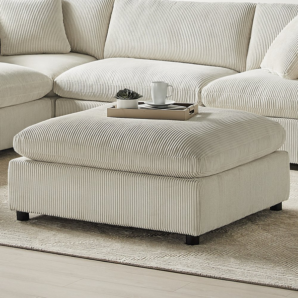 Casella Beige Corduroy Ottoman