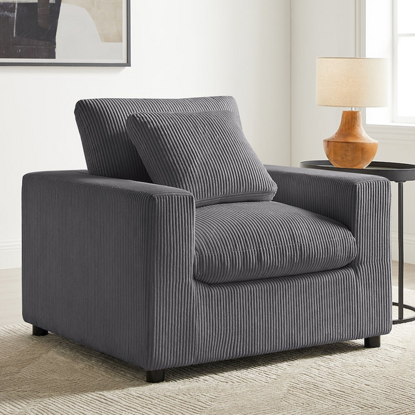 Casella Modern Armchair - Charcoal Corduroy