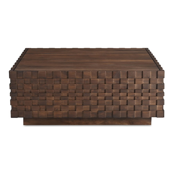 Easton Storage Coffee Table in Elegant Brown - Geometric Design & Natural Acacia Wood