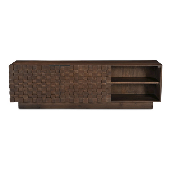 Easton Media Cabinet Brown - Elegant Solid Acacia Wood Storage Unit