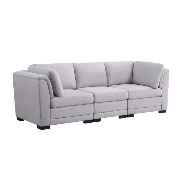 Kristin Light Gray Linen Fabric 3-Seater Modular Sofa - Modern & Comfortable Seating for Your Living Room